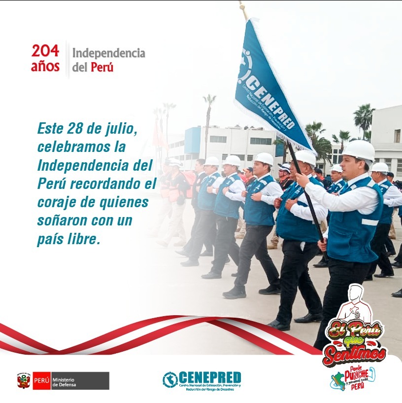 CENEPRED's tweet image. 🇵🇪 Al cumplirse 204 años de la Independencia del Perú, #Cenepred reafirma su compromiso de fomentar una cultura de prevención, contribuyendo a construir un país menos expuesto y con mayor capacidad de recuperación frente a los desastres.

¡Viva el Perú! 🇵🇪