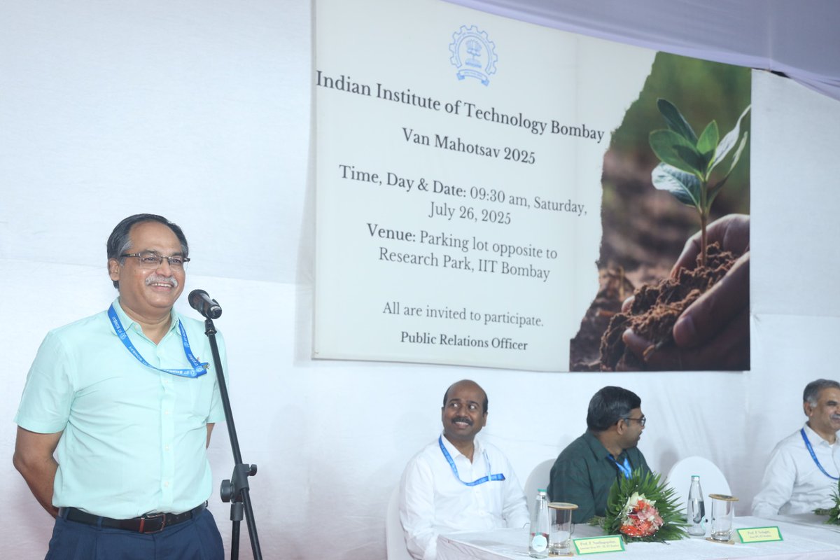 iitbombay's tweet image. IIT Bombay celebrated the 34th Van Mahotsav on Saturday, July 26 at the parking lot opposite to Research Park in IIT Bombay. On the occasion, Director of IIT Bombay Prof. Shireesh Kedare spoke on the importance of preserving trees and encouraged the campus community to develop an…