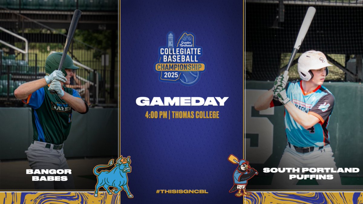 🏆 CHAMPIONSHIP DAY! 🏆

The Bangor Babes and South Portland Puffins clash today for the GNCBL title!

📍 Thomas College
⏰ 4:00 PM

Who takes the crown? 👑⚾️
#GNCBL #Championship #SummerBaseball #BangorBabes #SouthPortlandPuffins
