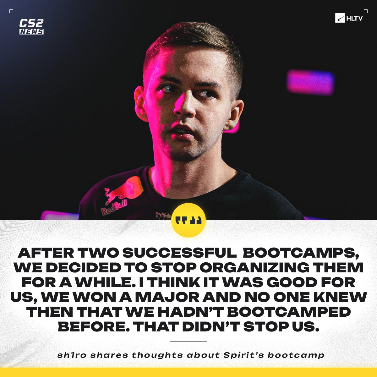 CS2News_EN's tweet image. 👨💻 zweih effect? Spirit are bootcamping again.
sh1ro explained why Spirit hadn’t been doing bootcamps for a long time, in fact, skipping one actually led them to a Major victory.
✅ But with zweih joining the team, they’ve decided to bring bootcamps back into their routine.