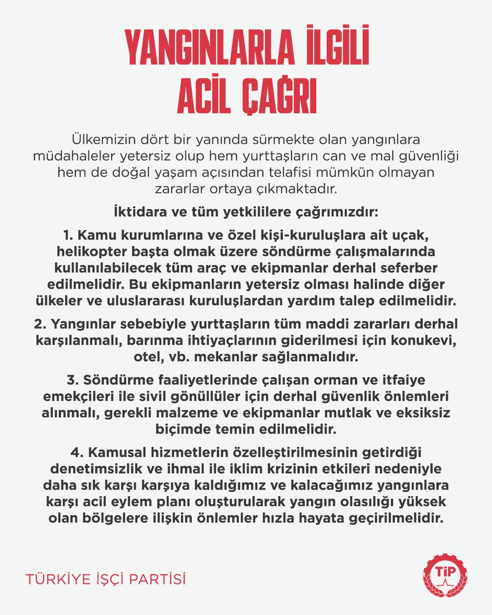 Yangınlarla İlgili Acil Çağrı

Ülkemizin dört bir yanında sürmekte olan yangınlara müdahaleler yetersiz olup hem yurttaşların can ve mal güvenliği hem de doğal yaşam açısından telafisi mümkün olmayan zararlar ortaya çıkmaktadır.

İktidara ve tüm yetkililere çağrımızdır: