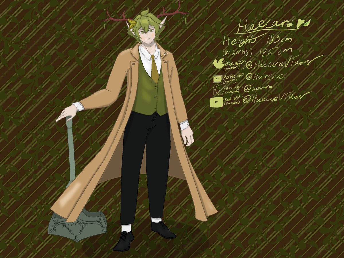 HaecardVTuber's tweet image. My ref sheet is done finally YIPPIEE!
(I have no experience making ref sheets and I’m by no means a great artist, I’m a way better writer)