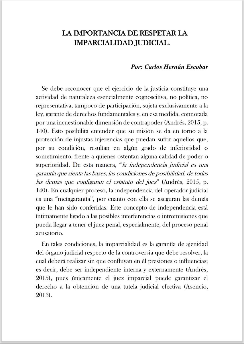 CarlosHernanE's tweet image. A propósito de la anunciada decisión en el caso seguido contra el Expresidente Álvaro Uribe, aquí algunas reflexiones sobre la importancia de respetar la imparcialidad e independencia de los jueces.