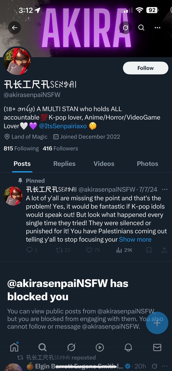 allaboutkeithy's tweet image. getting blocked by a “wrestling fan” that i don’t even fucking know all cause of MY OPINION is crazy. idgaf lmfao you said something under MY tweet when i was having a mature debate with one of my favorite accounts about our hero melina. shoulda kept it yourself ..