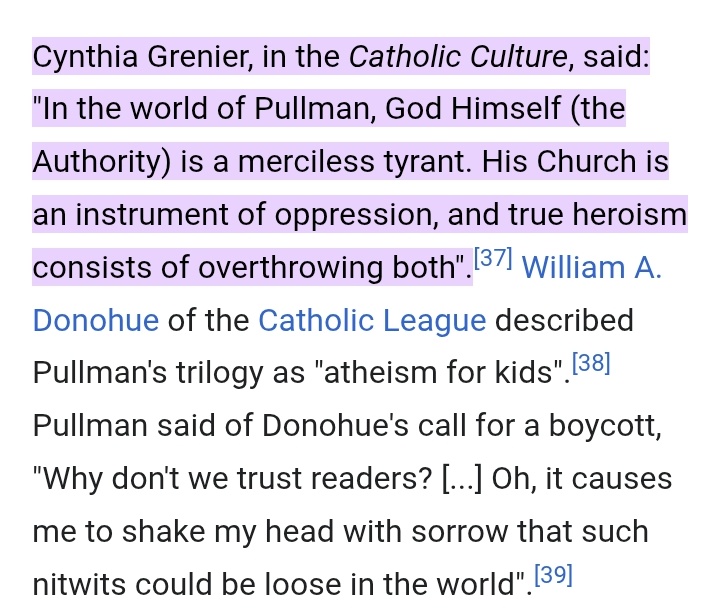 wretchedmedea's tweet image. would highly recommend &apos;His Dark Materials&apos; by Philip Pullman to anyone of any age. it is technically regarded as YA but i will entice you with this neat little controversy it caused.