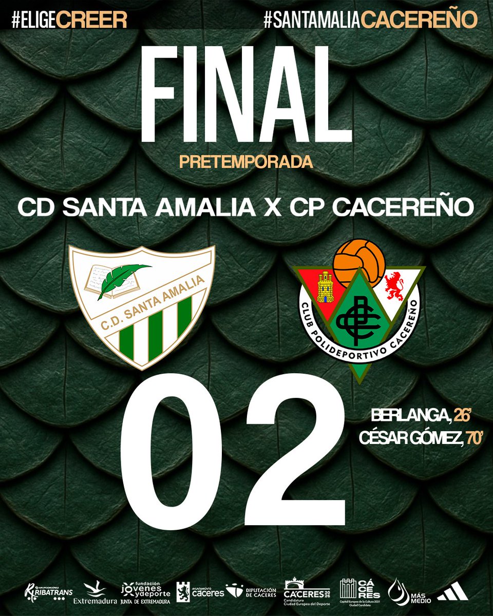 CPCacerenoSAD's tweet image. 🔚 Final del partido.
#SantaAmaliaCacereño 🔴 0-2 💚
#EligeCreer #LaOrdenDelDecano
#AúpaCPC