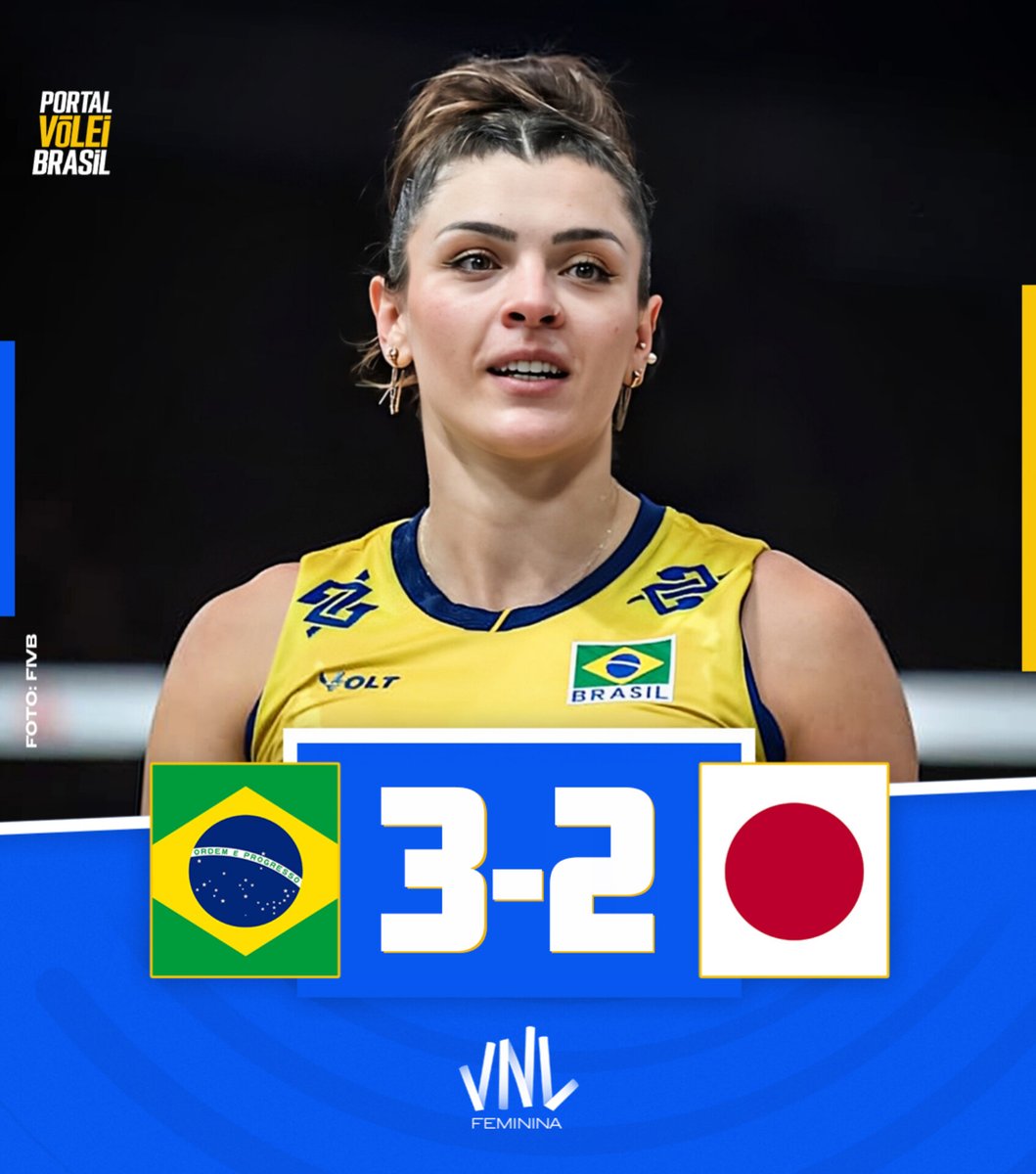 ✅ FIM DE JOGO!

🏐 🇧🇷 BRASIL 3x2 JAPÃO 🇯🇵
➡️ (23x25, 25x21, 25x18, 19x25, 15x08)
🏆 VNL Feminina | Semifinal