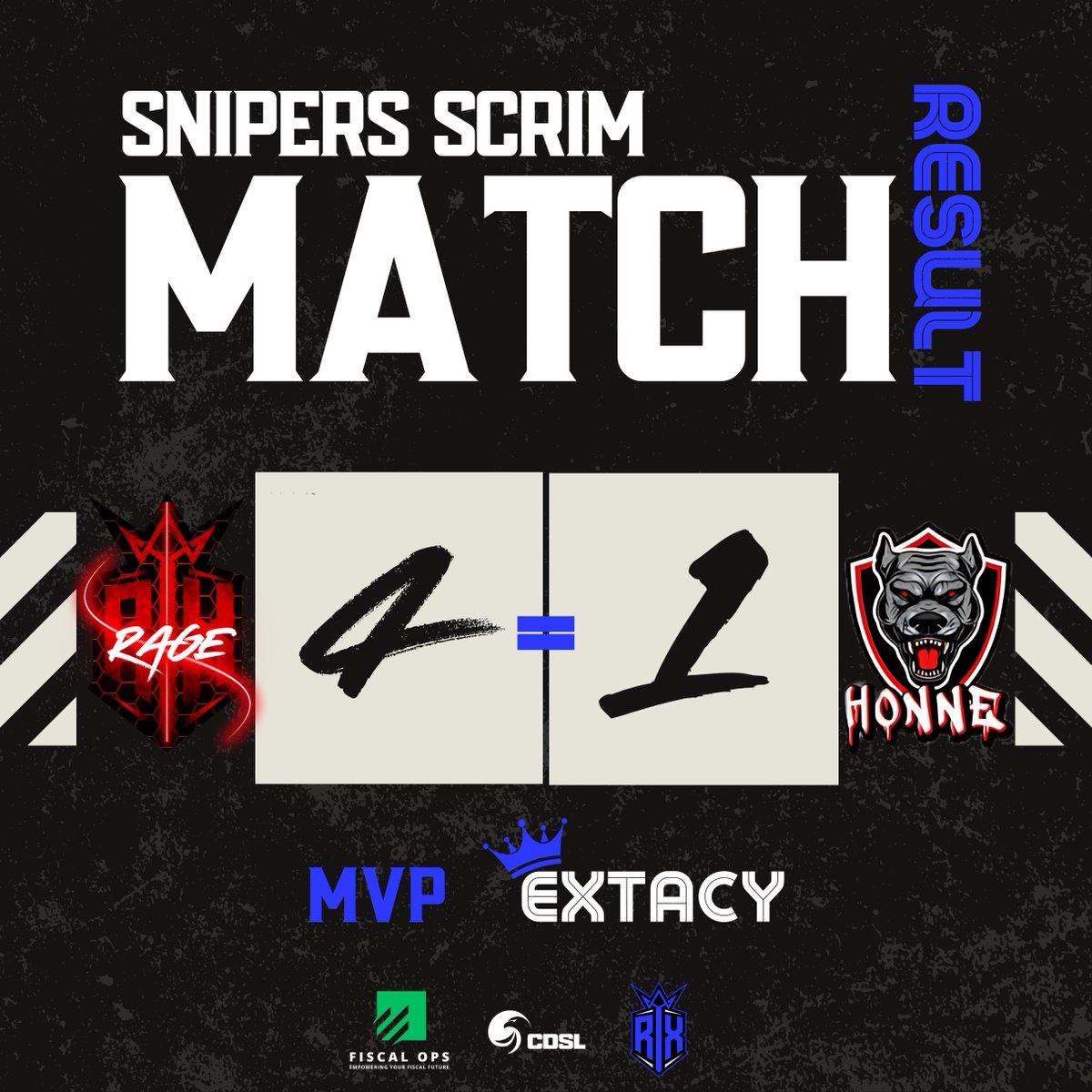 Revvix Esports (@revvix) on Twitter photo ๐ฅ SNIPERS SCRIM RESULTS ๐ฅ
RAGE dominates with a 4-1 win over HONNE!
Massive respect to Honne โ you brought the fight and made it a banger ๐ฅ
๐ <a href="/FiscalOps/">Fiscal Ops</a> MVP: EXTACY โ cold-blooded under pressure ๐ง
๐ฅ Shoutout to Vizzy for streaming the action live.
#Revvix #SnipersLeague ๐ฅ SNIPERS SCRIM RESULTS ๐ฅ
RAGE dominates with a 4-1 win over HONNE!
Massive respect to Honne โ you brought the fight and made it a banger ๐ฅ
๐ <a href="/FiscalOps/">Fiscal Ops</a> MVP: EXTACY โ cold-blooded under pressure ๐ง
๐ฅ Shoutout to Vizzy for streaming the action live.
#Revvix #SnipersLeague