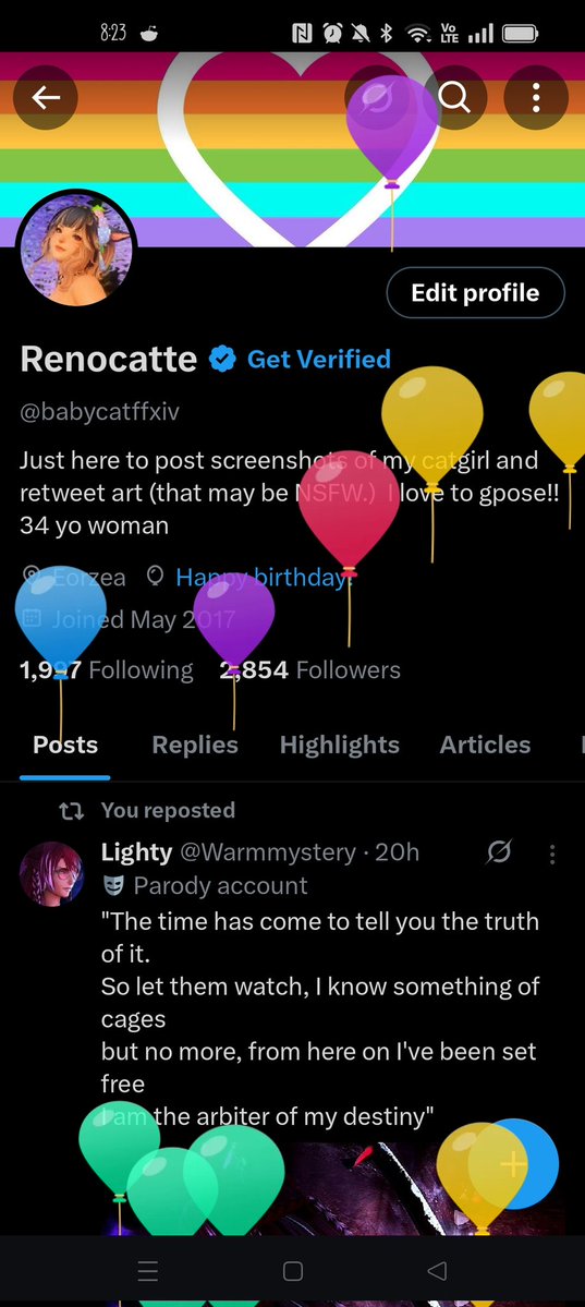 babycatffxiv's tweet image. Balloon day!!!!