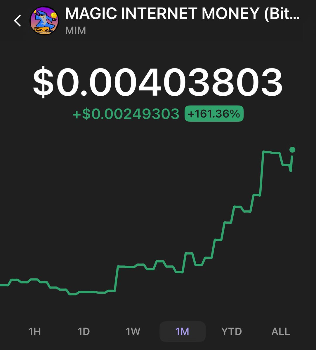 stinkycubert's tweet image. A month of magic with $mim — dip is over, now watch as the original bitcoin meme community casts our greatest spell, 4.20 per 🪄