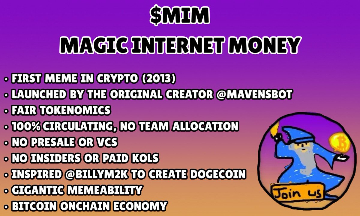 stinkycubert's tweet image. A month of magic with $mim — dip is over, now watch as the original bitcoin meme community casts our greatest spell, 4.20 per 🪄