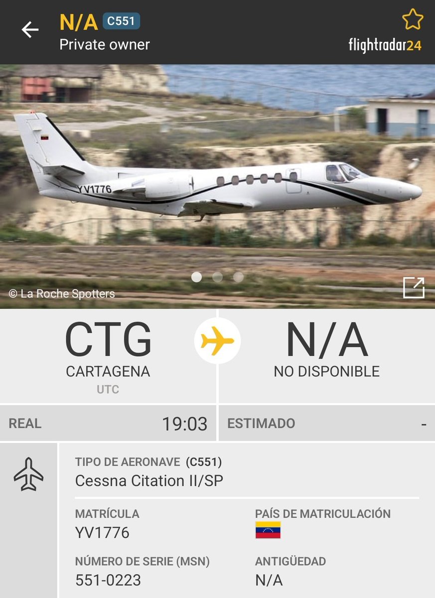 Arr3ch0's tweet image. 2 horas 10 minutos duró la visita del YV1776 a Cartagena, Colombia. Retornando ahora.