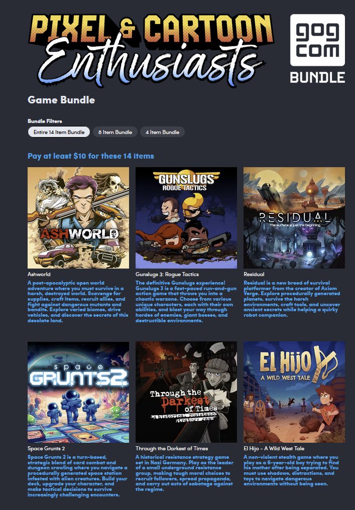 PlanoGaming's tweet image. Pixel and Cartoon Enthusiasts GOG Bundle at Humble Bundle: humblebundleinc.sjv.io/nXvEPX