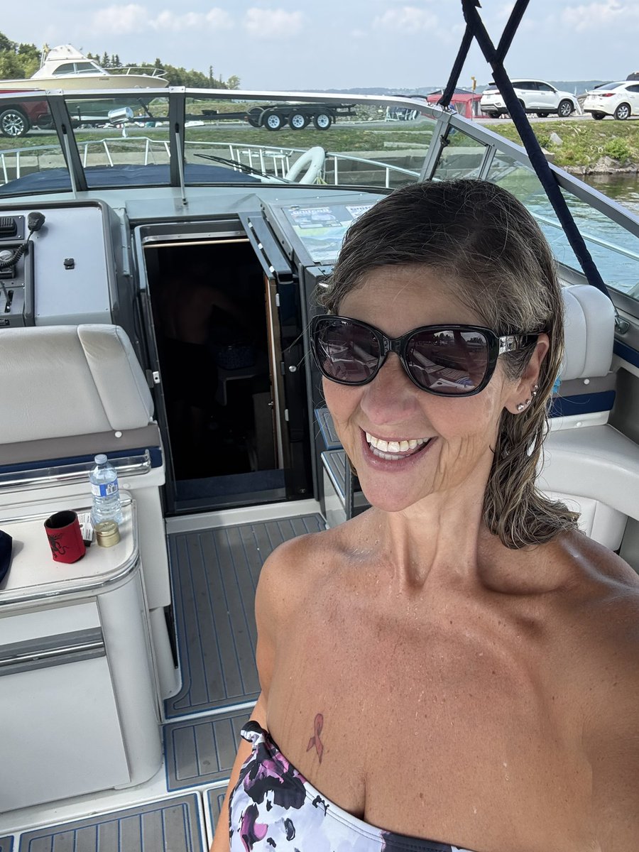 Feeling a bit crappy with a new cold, but still spending the day on our boat.  Hoping the excruciating heat will dry up the cold. 🤣