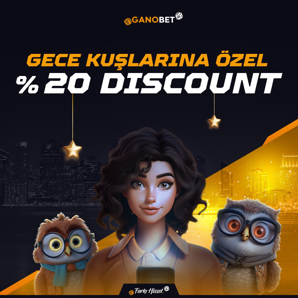 SosyalGano's tweet image. GANOBET GECE KUŞLARINA ÖZEL %20 ANLIK DISCOUNT SİZLERLE
🔥Gece 00:00 ile 08:00 saatleri arasında, Canlı Casino ve Slot kayıplarınıza anında %20 kayıp bonusu!