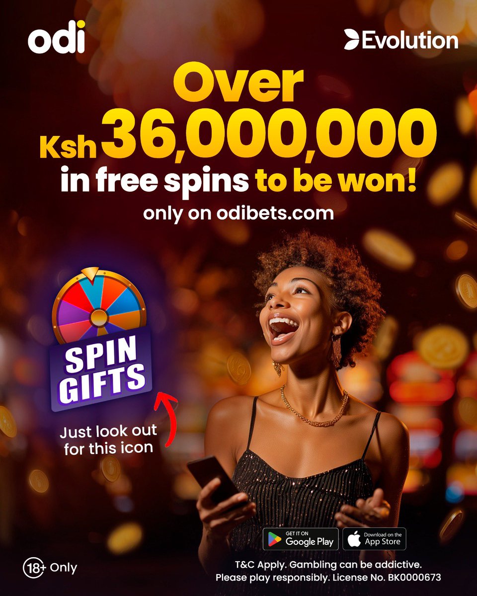 OdibetsOfficial's tweet image. Win Your Share of Over KES 36,000,000 in FREE SPINS Daily on select EVOLUTION Slot games! 🎰
Dive into this electrifying casino experience with top titles like 777 Super Strike, Mystic Wheel, Dragon Tribe, Hot 4 Cash, Grand Wheel, and many more thrilling games.
One lucky spin…