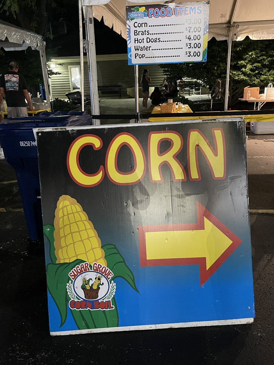 jankrav's tweet image. We had a great time at the Sugar Grove Corn Boil last night. You know you are in Illinois when they call soft drinks, “pop.” 😆🌽