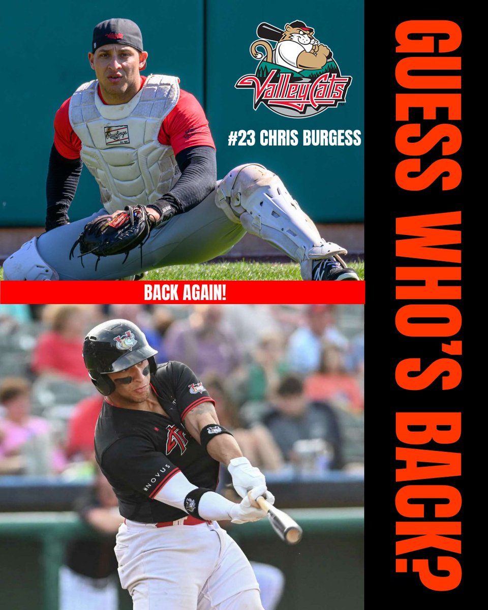 ValleyCats's tweet image. Guess who's back? Back again!⚾🎵🔥
C Chris Burgess has officially been acquired from the Trois-Rivieres Aigles in exchange for a 2026 1st Round Pick; Burgess is signed and activated after last playing for Tri-City in 2024!
Welcome back Chris! Let's go get some wins!