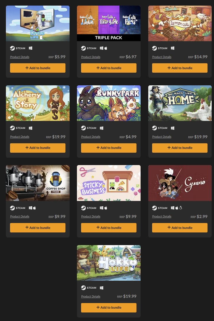 PlanoGaming's tweet image. Cozy Games bundle sale at Fanatical: 3 games for $4.95 ($1.65/Per item) fas.st/t/c7bjSYpX