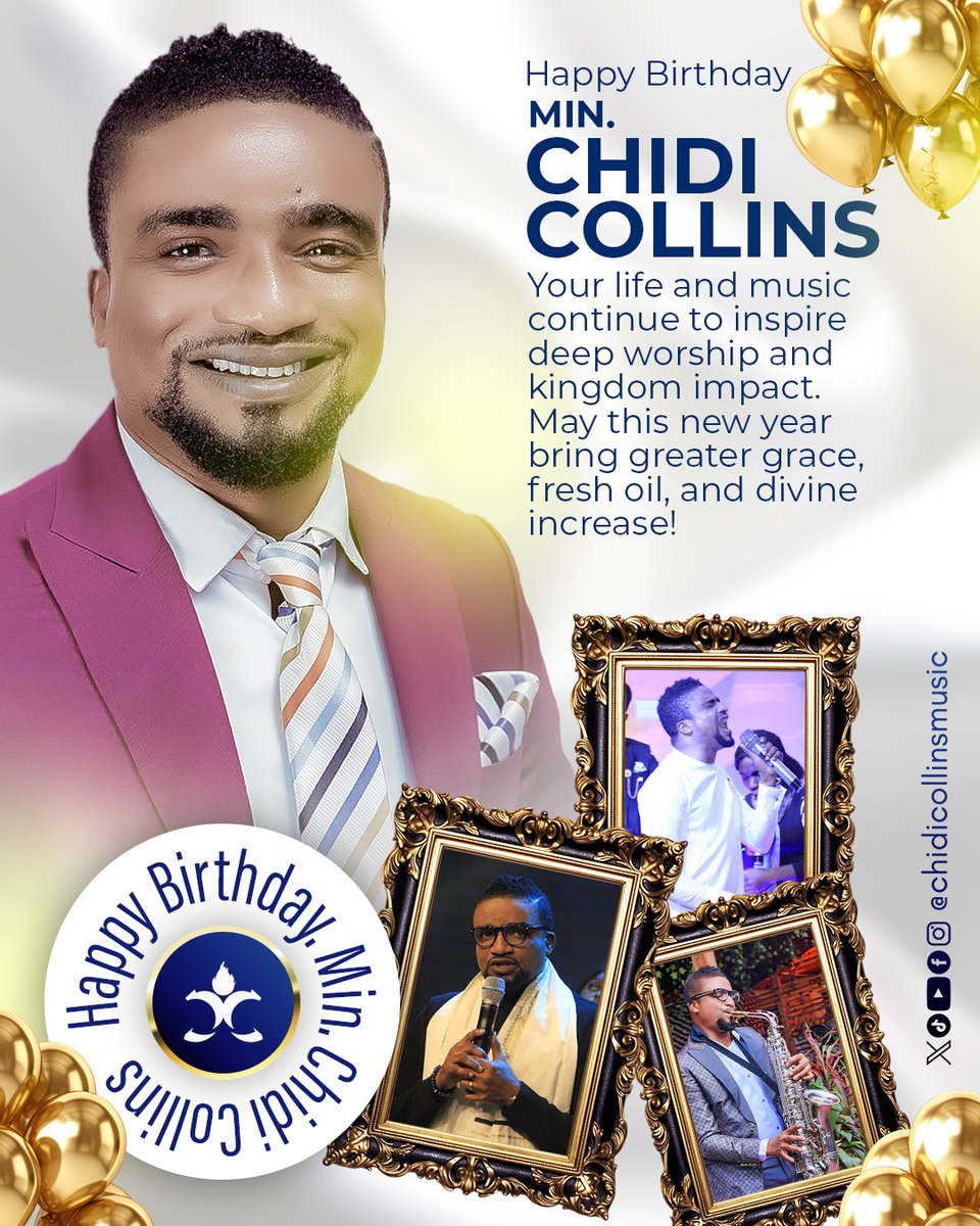 MinChidiCollins's tweet image. Happy Birthday, Minister Chidi Collins!
Today we celebrate not just another year of your life, but the divine gift you are to the body of Christ through your music, your ministry, and your unwavering devotion to God's call.
#HappyBirthday
#ChidiCollinsMusic
#WorshipMinister