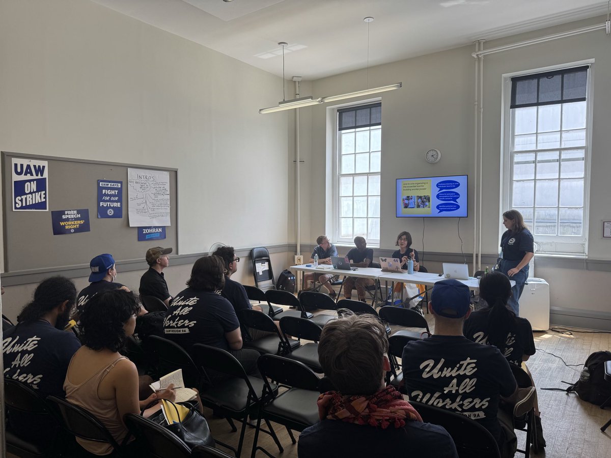 CfuUaw's tweet image. Today at @UAWRegion9A summer school, our own Jean Bae led a workshop about one-on-one organizing.