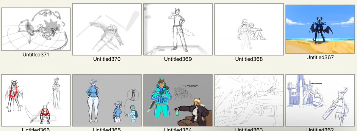 crusherengine's tweet image. doesn't finish their art before starting new drawings award