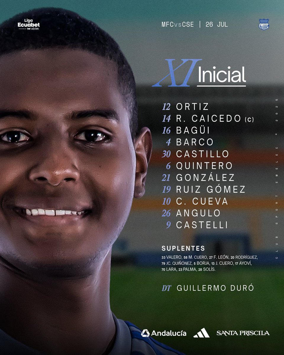 Javier Alava (@javieralavar) on Twitter photo 🔜Alfonso Barco 🔵⚡️será el zaguero central de <a href="/CSEmelec/">Club Sport Emelec</a> para visitar al <a href="/MantaFutbolClub/">Manta Futbol Club</a> ⚔️⚽️
✅ Alexander González al medio campo del bombillo en dupla con la Máquina Quintero 🔜Alfonso Barco 🔵⚡️será el zaguero central de <a href="/CSEmelec/">Club Sport Emelec</a> para visitar al <a href="/MantaFutbolClub/">Manta Futbol Club</a> ⚔️⚽️
✅ Alexander González al medio campo del bombillo en dupla con la Máquina Quintero