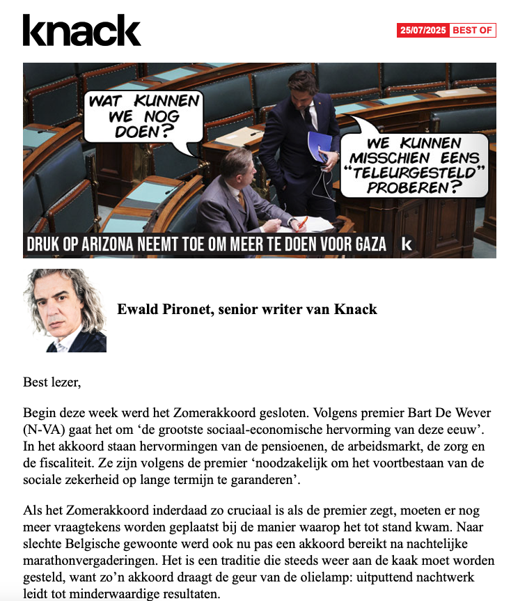 NolfJan's tweet image. "Bovendien blijkt dat ook nog een ‘impactanalyse’ moet worden uitgevoerd, zo bekende de premier, waarna ongewenste effecten uit het #Zomerakkoord zullen worden bijgestuurd. Merkwaardig dat zoiets achteraf gebeurt"
@epironet via @Knack over hete kastanjes in het vuur v/d herfst
