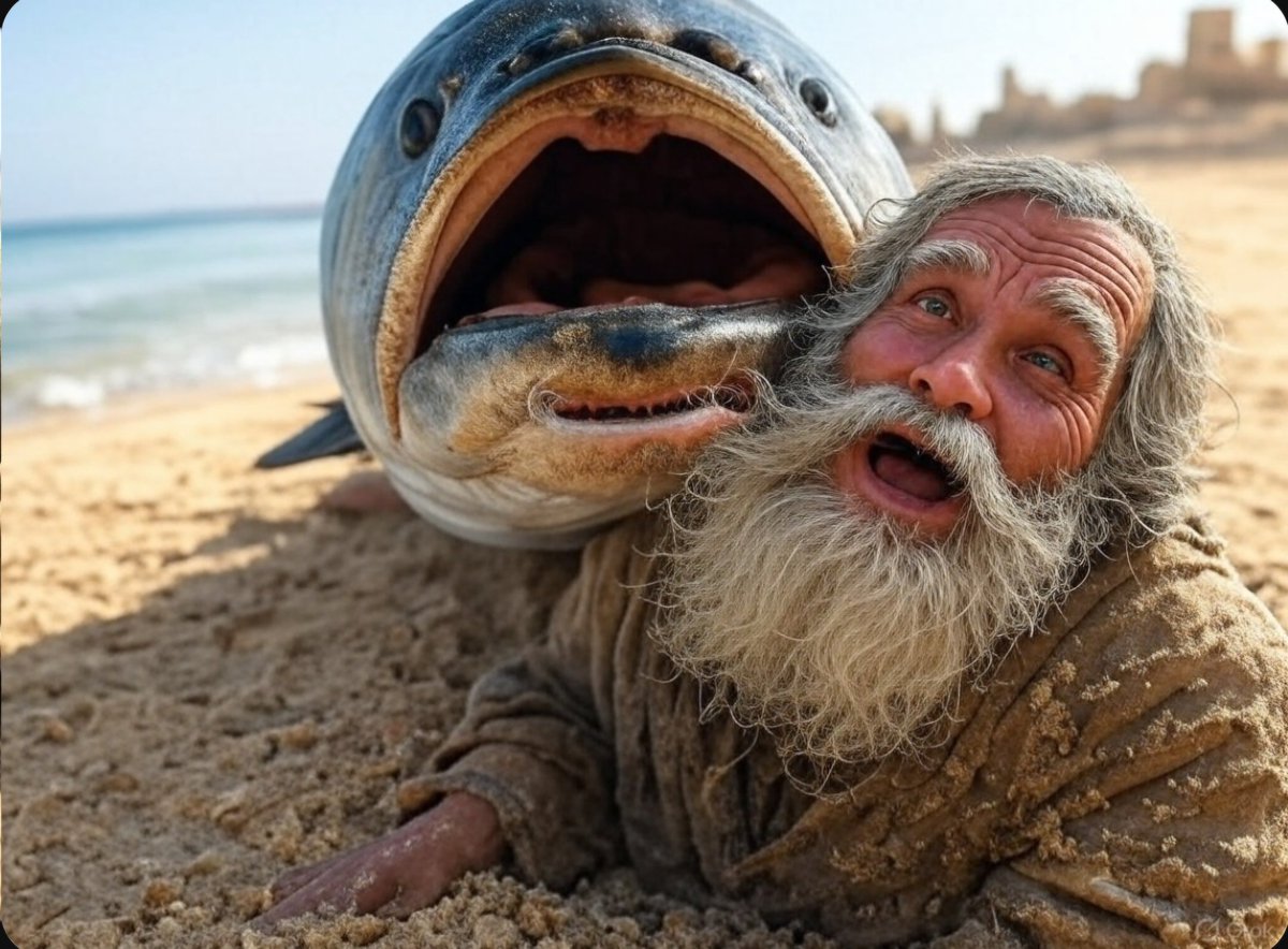 RisingDisciples's tweet image. The story of Jonah, according to Calvinism.
God decreed Jonah to go to Nineveh & preach imminent destruction.
He then decreed Jonah to run away, be cast into the sea, swallowed by a great fish, puked up on the beach, reluctantly preach, & be miserable at the repentance of…