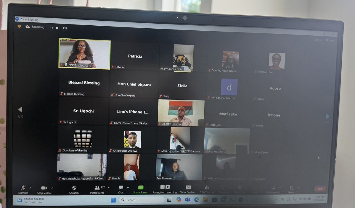 ngoziora's tweet image. Breaking:

Almost 230 Biafrans on zoom and many more outside participating in our fundraising to build our new Nation - the United States of Biafra USB

Donate to;

usbgov.org

Or

newdimensionmandate.org 

Thanks

Dr Orabueze 
DPM