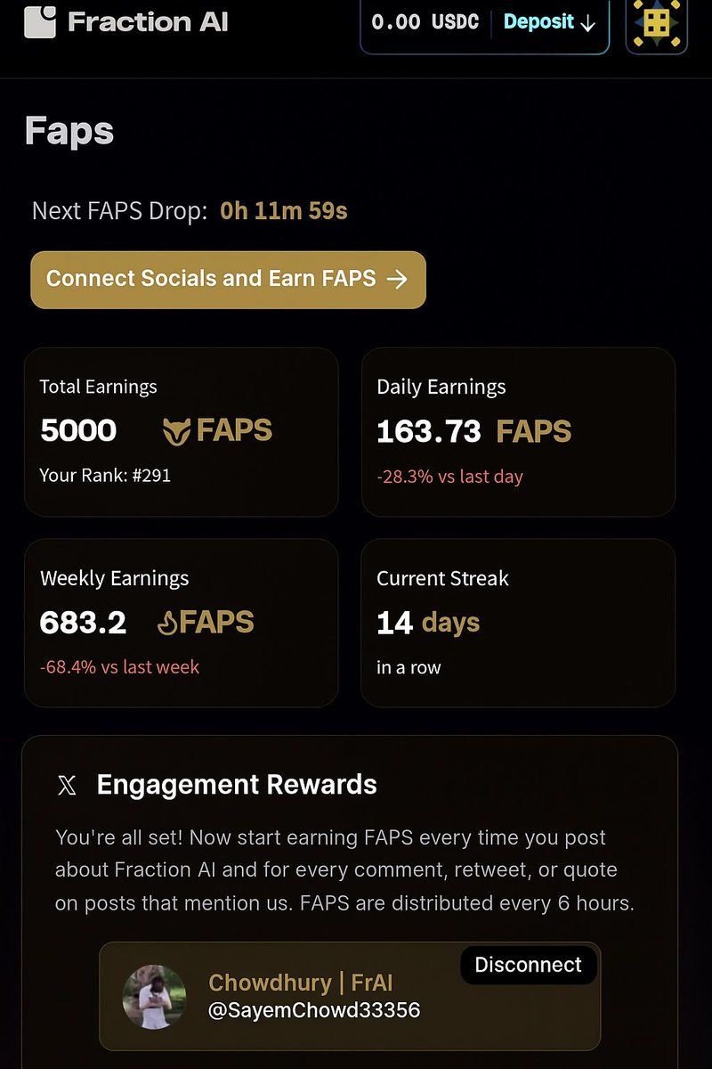 SayemChowd33356's tweet image. Just hit 5,000 FAPS on @FractionAI 🤯
Daily earnings at 163.73 FAPs and Weekly Earnings 683.2 FAPs🔥

It&apos;s a dream for Everyone ! One day this dream will be fulfilled. If you support me ! Please like my post to complete 5000+ likes task.

Dream

#FractionAI #Web3 #FAPS #AIRewards