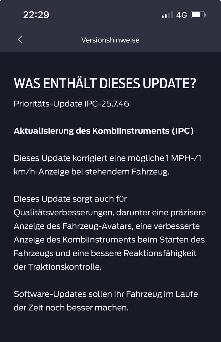 _PrivatePress's tweet image. Ford hat endlich den nervigen „1 Km/h bug“ im Mach-E per OTA gefixed. 🙏🏻