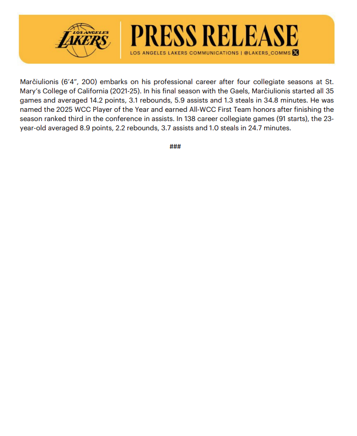 RyanWardLA's tweet image. Lakers announce the signings of RJ Davis, Eric Dixon, Arthur Kaluma and Augustas Marciulionis
