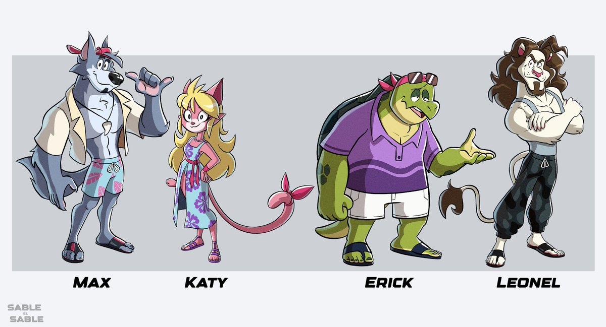 Im reposting this characters here from my another account, These were my first furry OCs, they were part of a beach fighting game idea, i wanna draw redraw all the missing characters from this project