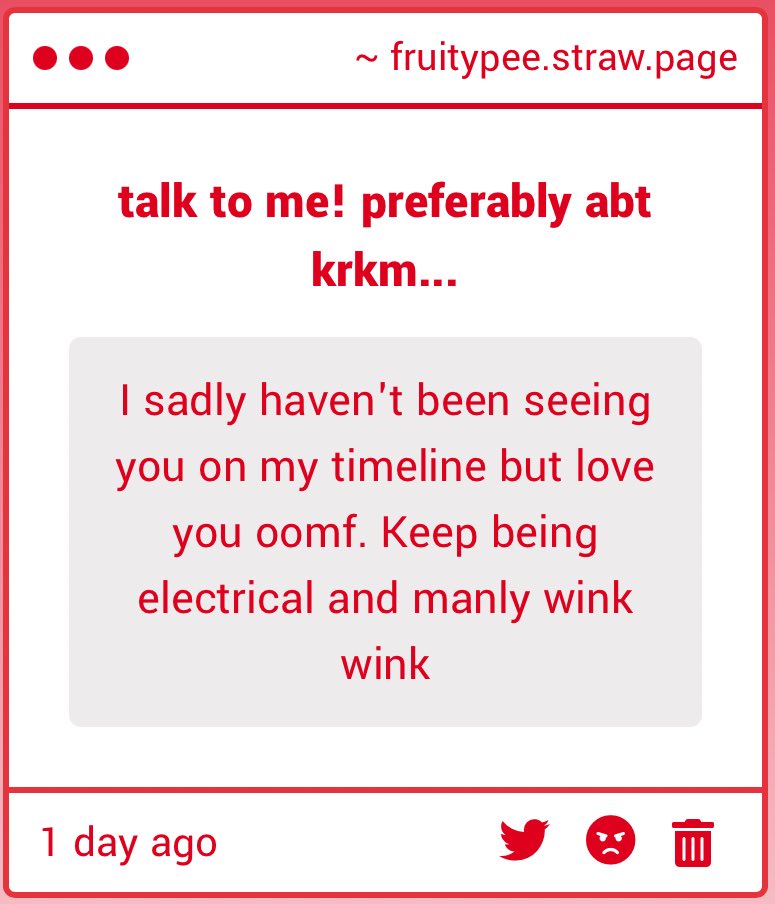 fruity_pee's tweet image. Thank you oomf love you too I swear I am posting.. I think. I think I’ve been posting less I can’t tell tbh but I’ve been having phone issues so I’m telling myself that’s why I’m less chronically online (I’ve been using my iPad and computer instead)