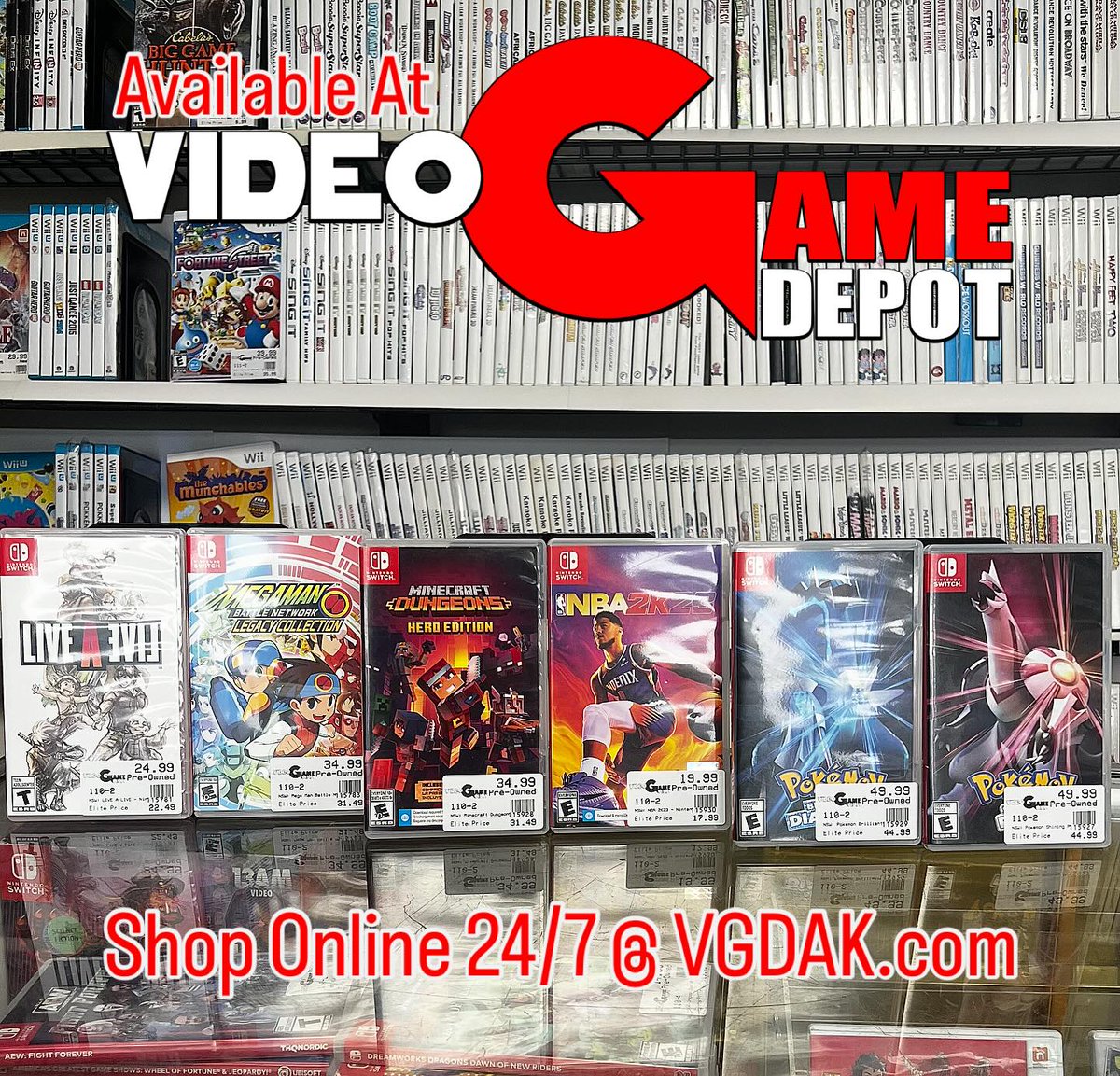 VGDAk's tweet image. Time to #Switch it up with some great titles available now!
👾
Shop Online 24/7 at VGDAK.com
🕹️
Game On!
#VideoGameDepot
@Pokemon @NintendoAmerica @Mojang @2K