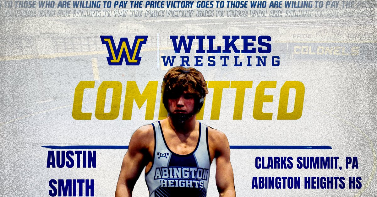Welcome, Austin Smith!

An addition to our Fall 2025 incoming class includes transfer student-athlete, Austin Smith out of Abington Heights, PA!

The Smith File 📂
• 112-26 HS record
• 4x PIAA AAA State Qualifier 
• 4x District 2 Champion
• Jim Thorpe Champion

#ColonelPride