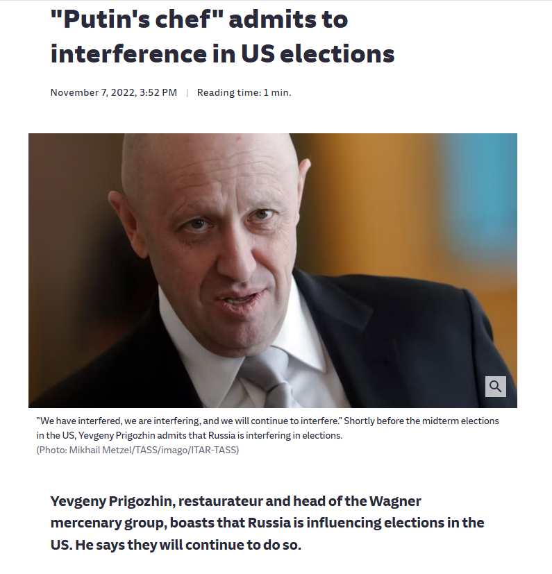 &gt;&gt;“We have interfered, we are interfering and we will continue to interfere.” Yevgeny Prigozhin&lt;&lt;  Moscow has long admitted its active interference in the US election campaign. Gabbard lies shamelessly.