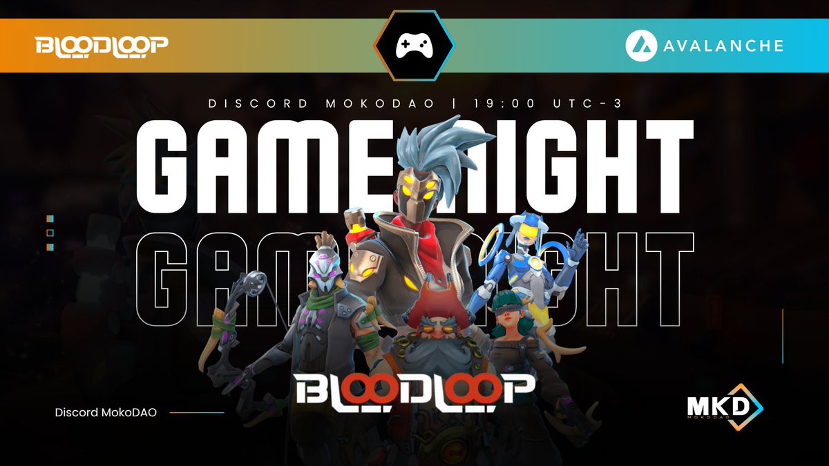 mokodaogg's tweet image. 🎮 @BloodLoopGAME GAME NIGHT

Join us TONIGHT for an epic gameplay session on BloodLoop, a 5v5 hero shooter packed with fast-paced action 🔫

Download now on Epic Games and join our discord 👀

💰 10 AVAX in raffle rewards
📅 Tonight at 7 PM (UTC-3) 🇧🇷
📍 discord.gg/mokodaogg