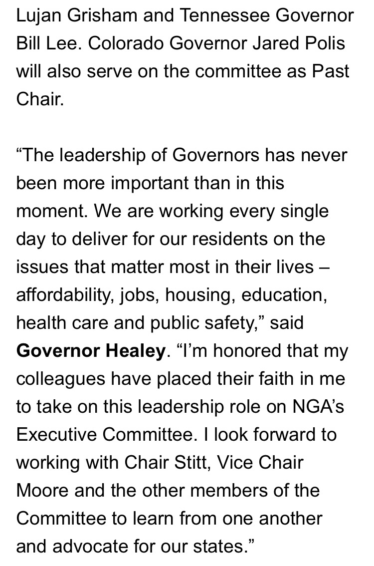 JacqueGoddard's tweet image. New @MassGovernor elected to Natl Gov Assn Ex Committee. Maura Healey: “I’m honored that my colleagues have placed their faith in me to take on this leadership role”