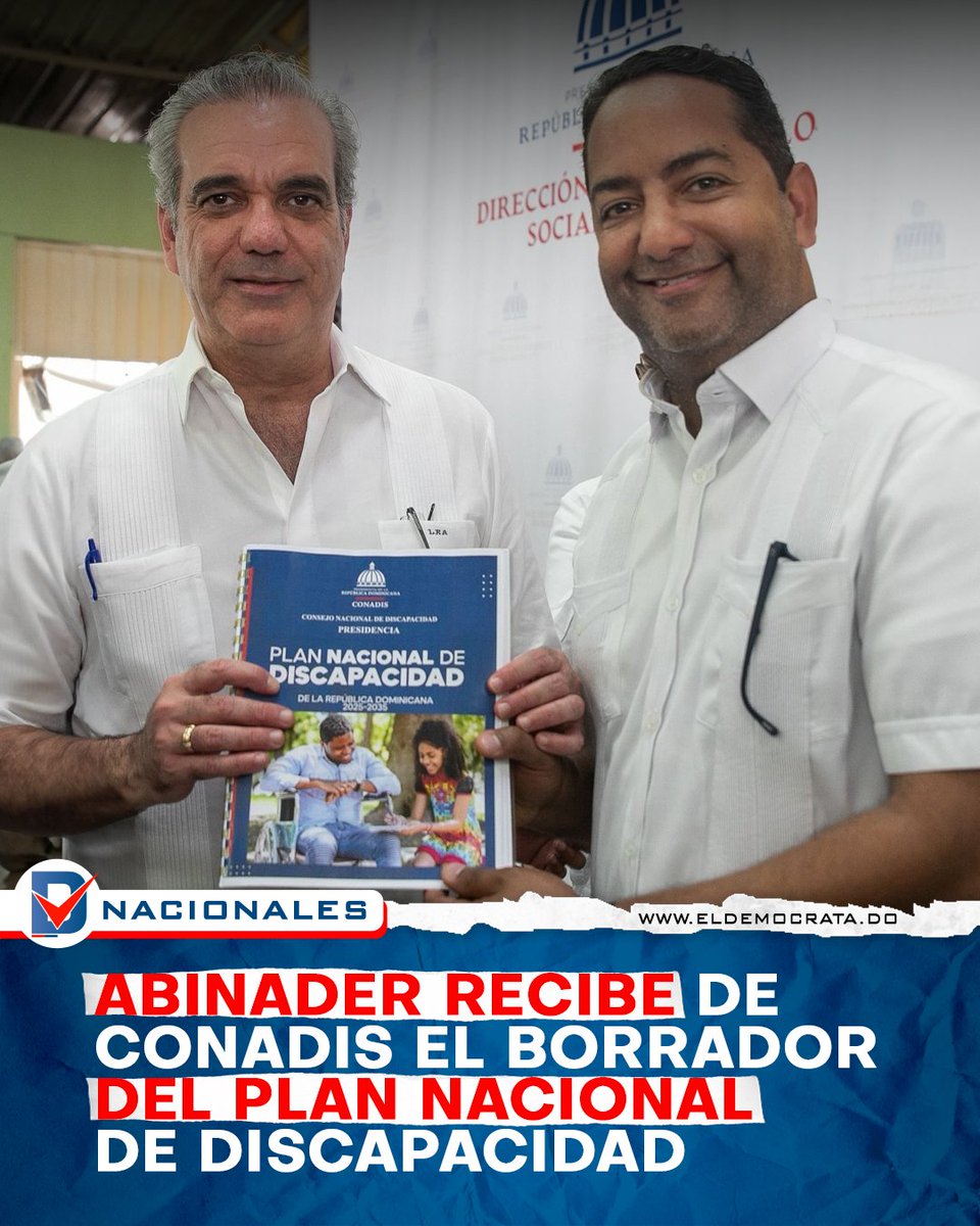eldemocratard's tweet image. El presidente del Consejo Nacional de Discapacidad (Conadis), Benny Metz, entregó al presidente de la República, Luis Abinader, el borrador del Plan Nacional de Discapacidad, una herramienta estratégica que busca consolidar políticas públicas inclusivas y garantizar el pleno…