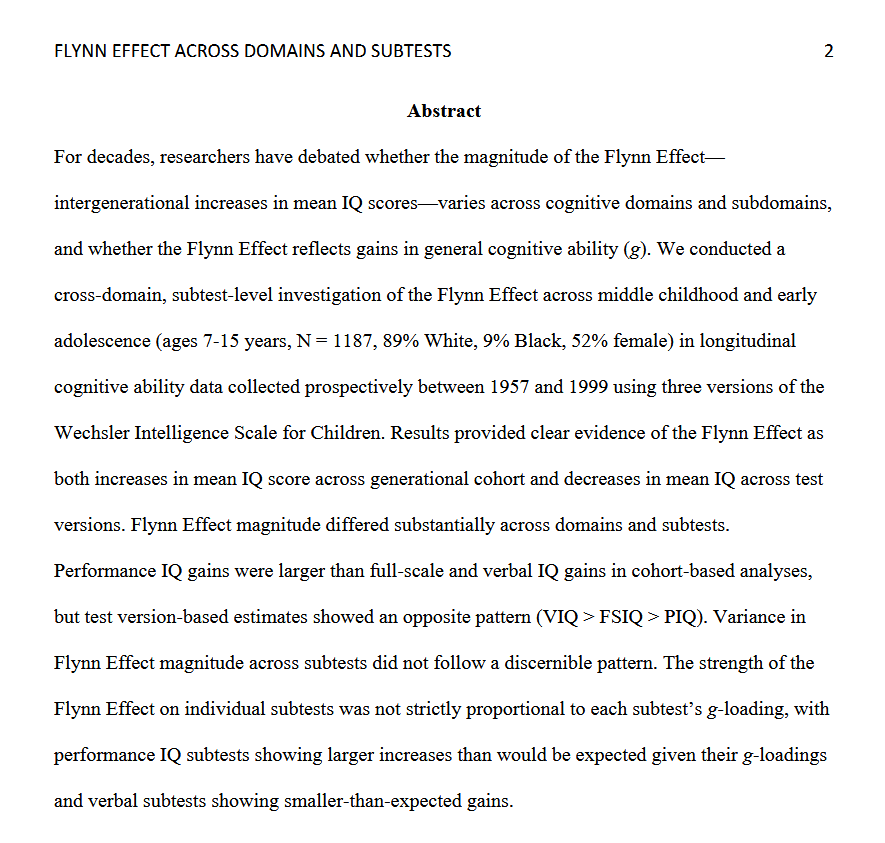 krichard1212's tweet image. Preprint by the Turhimer group. The Flynn effect seems to be partly, but not solely on g.
The authors do note that the question itself may be flawed, as non-g gains/deficits are not neccessarily hollow.
osf.io/preprints/psya…