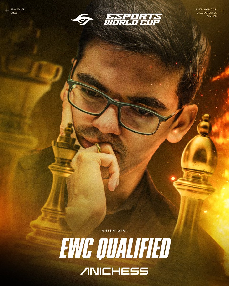 Team Secret (@teamsecret) on Twitter photo The king ascends to the world stage 👑
<a href="/anishgiri/">Anish Giri</a> qualifies for the Esports World Cup!
#EWC2025 #SecretEWC The king ascends to the world stage 👑
<a href="/anishgiri/">Anish Giri</a> qualifies for the Esports World Cup!
#EWC2025 #SecretEWC