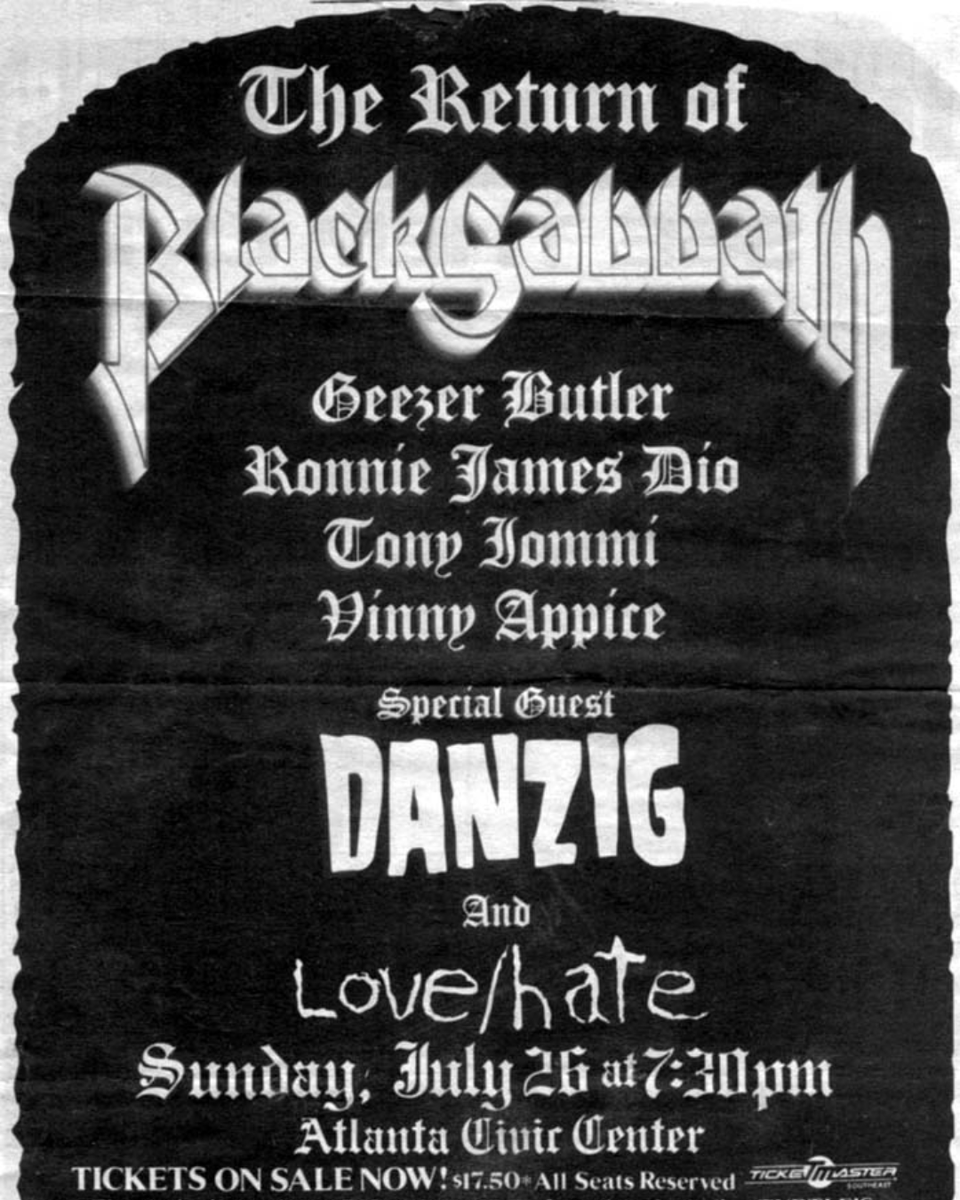 ThisDayInDanzig's tweet image. 1992. Black Sabbath, Danzig, Love/Hate, Atlanta Civic Center, Atlanta, GA.