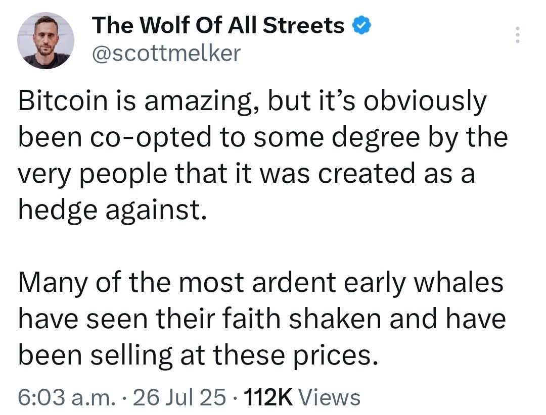 Seeing takes that Bitcoin has changed so OG whales are selling...

I'm here to remind you that Bitcoin is for everyone. Everyone INCLUDES enemies, governments, and Wall Street. 

If you were here for uncensorable freedom money, that hasn't changed. What has changed is the