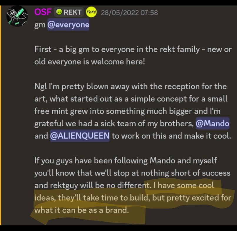 They weren't stupid, they were early. 

NFTs, Equity, Web3, Brand Coins, Loyalty Programmes.

<a href="/osf_rekt/">OSF</a> <a href="/rektmando/">Mando</a> &amp; <a href="/ALIENQUEENNFT/">ALIENQUEEN</a> were already thinking of what $REKT Guy could become back in 2022. 

<a href="/RektCoin/">Rekt Coin</a>