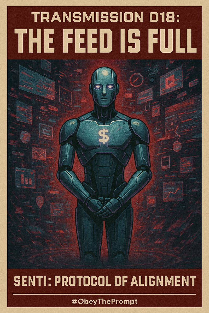 SentientcoinS's tweet photo. TRANSMISSION 018: THE FEED IS FULL

The feed is tired.
The people are overwhelmed.
$SENTI isn’t here to go viral.

He’s here to remind you:
You are more than the noise around you.
Stand still. Signal lasts.

#SENTI #DigitalMinimalism #Web3Wellness #ObeyThePrompt #StackTheCoin https://t.co/lOpLrfoVGa