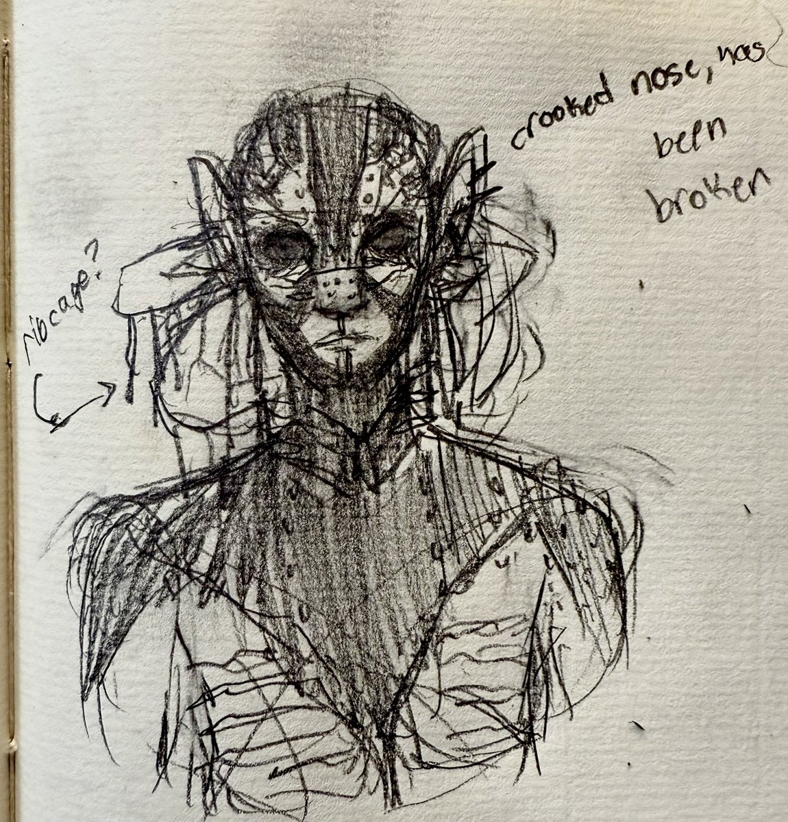castingpandora's tweet image. working on an ash clan oc (rubbing my hands together like a fly)
v early sketch