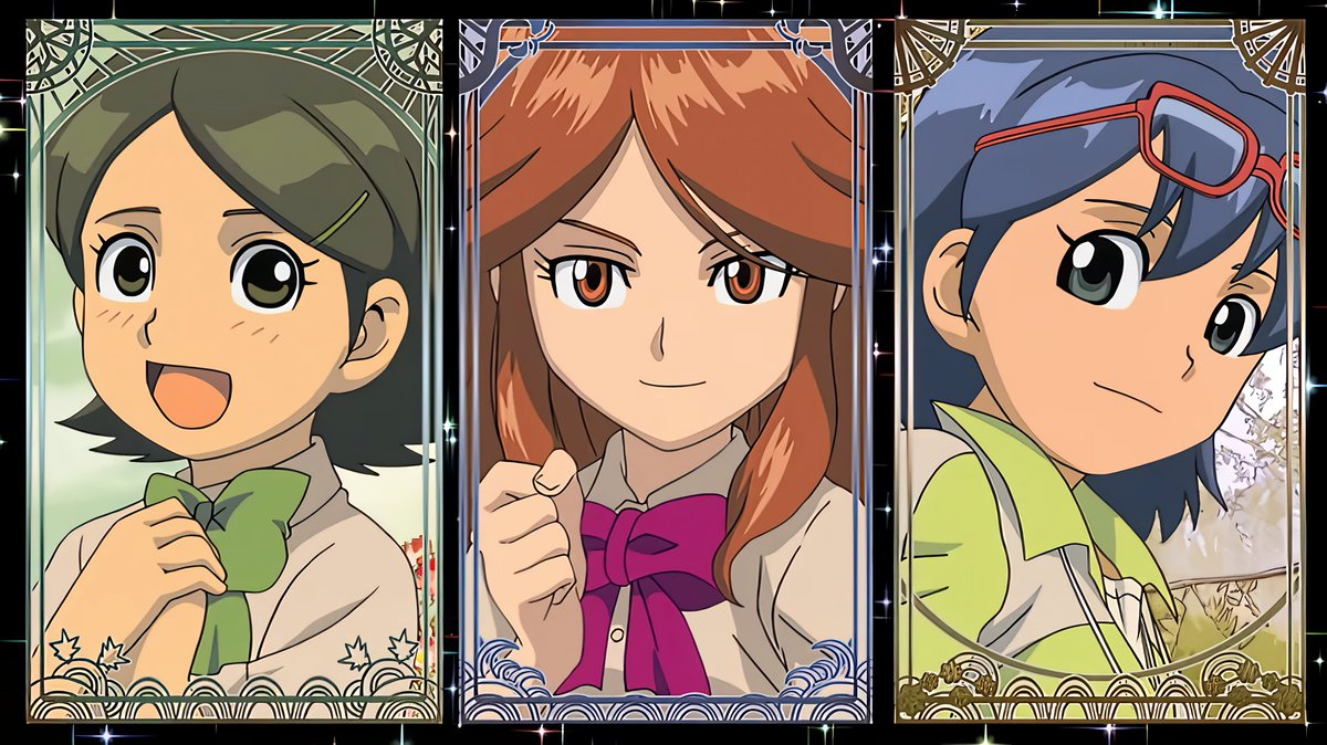 Aki, Natsumi &amp; Haruna in the opening of INAZUMA ELEVEN 3: CHALLENGE TO THE WORLD - SPARK/LIGHTNING BOLT (イナズマイレブン３　世界せかいへの挑戦ちょうせん！！ スパーク)