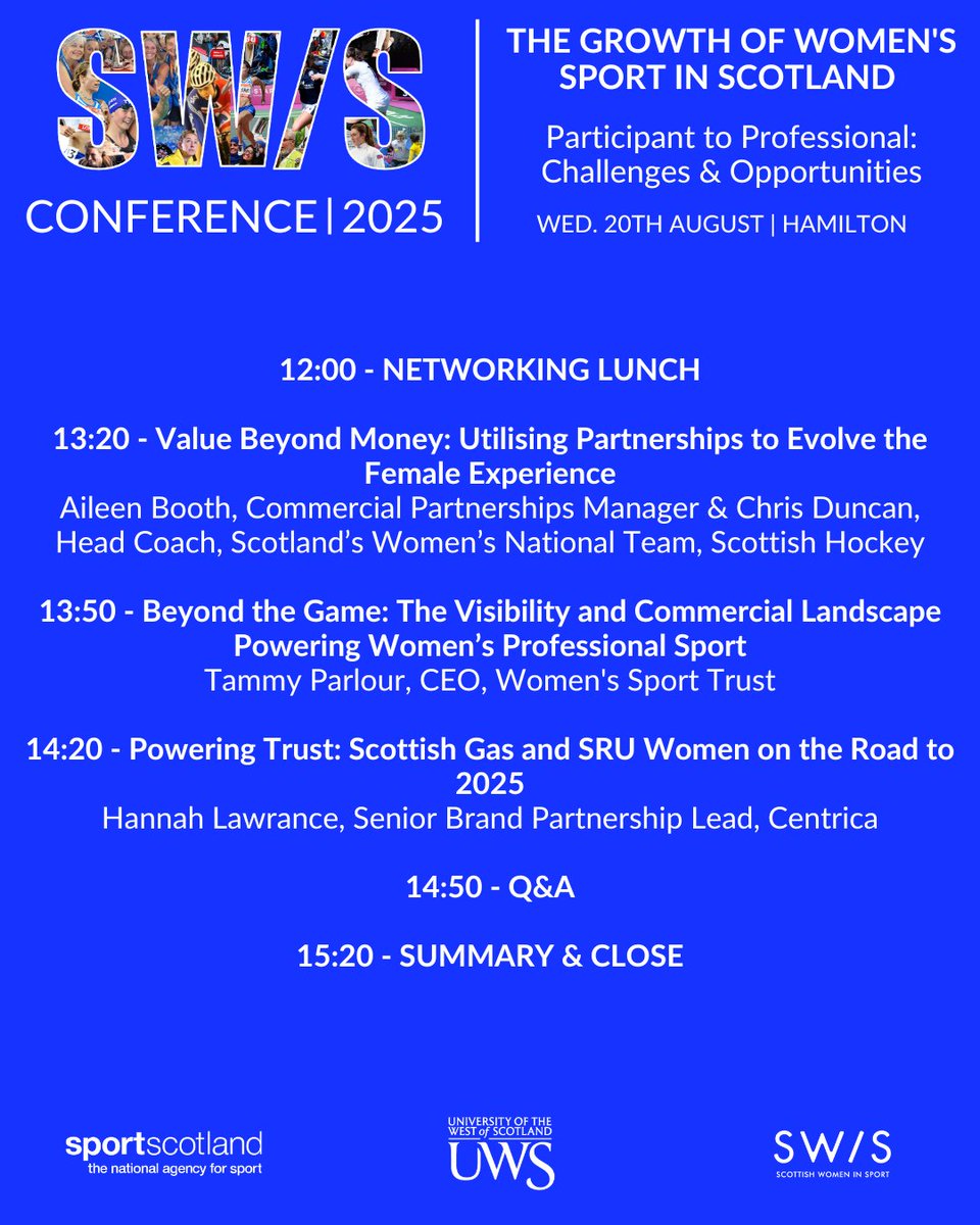 With women’s sport increasing in visibility &amp; professionalism, join us for #SWISConf25 as we explore the challenges &amp; opportunities this creates

⭐️ Athlete insight
⭐️ Brand partnerships
⭐️ Sponsorship
⭐️ Impact on participation

Register 👇
shorturl.at/fvSNW

#SWISConf2025